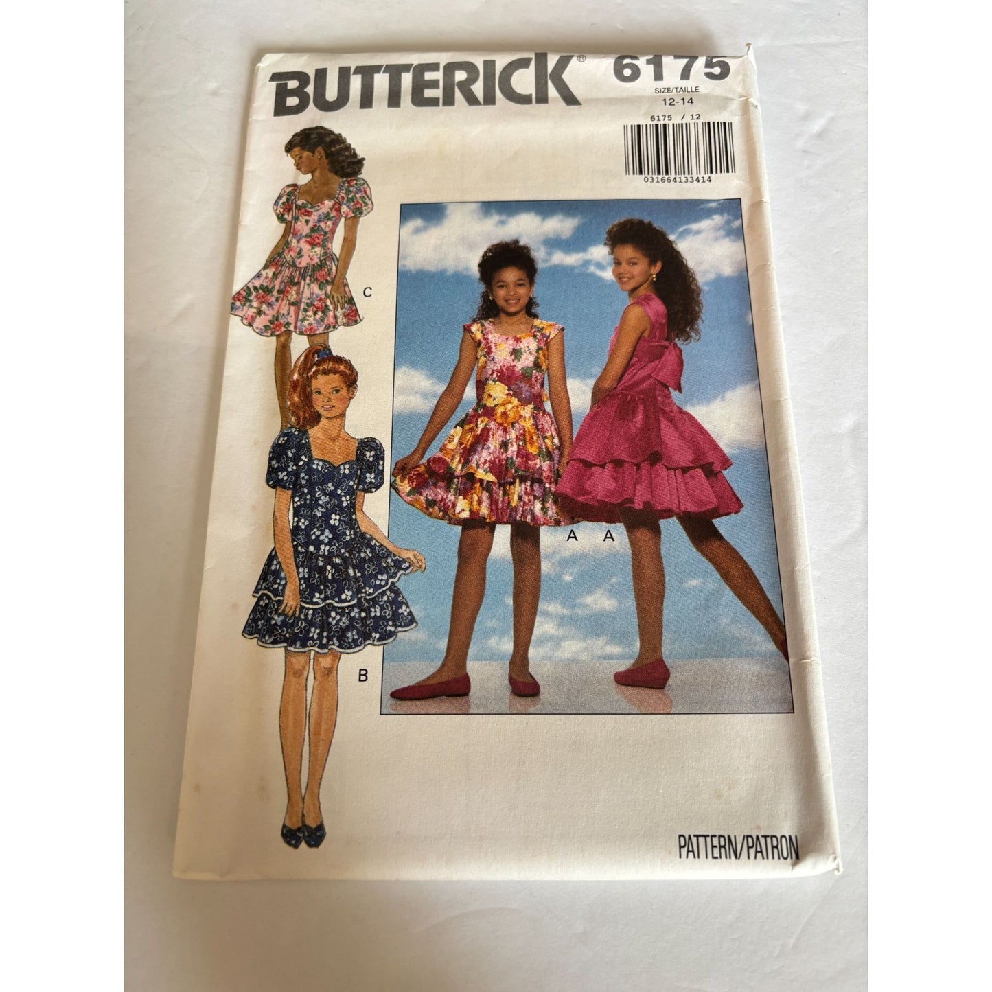 Butterick Sewing Pattern 6175 Girls Party Dress Summer Layered Ruffles UC 12 14