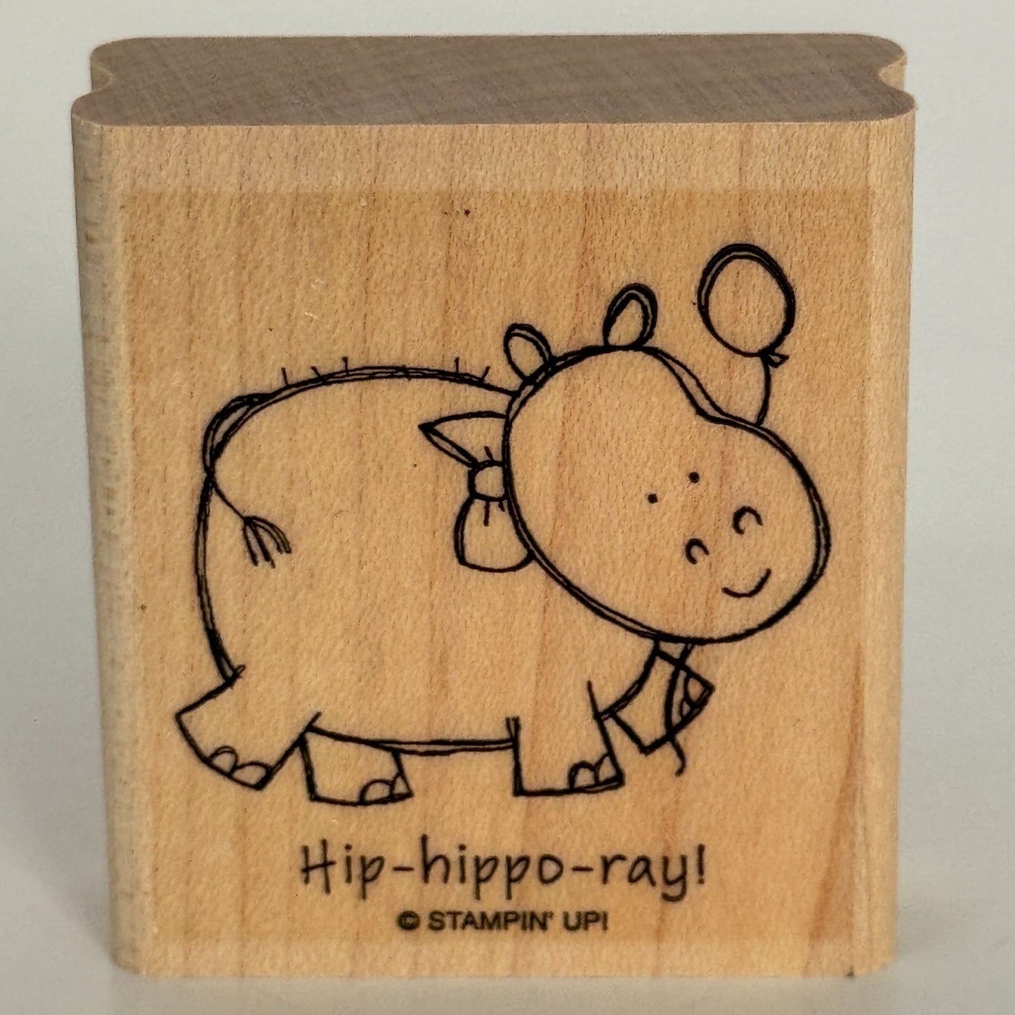 Stampin Up Wood Rubber Stamp Hip Hippo Ray Hurray Pun Card Making Words Funny