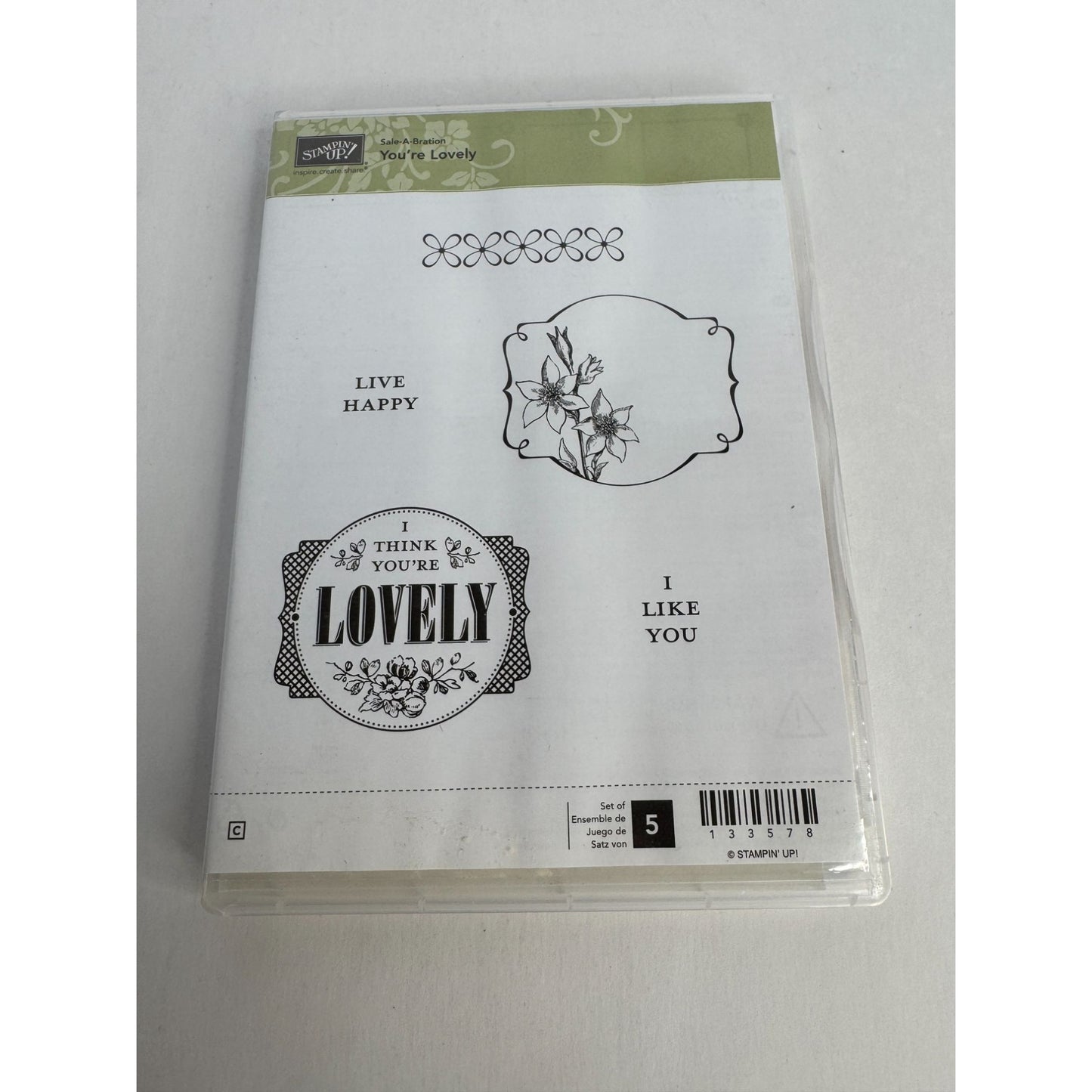 Stampin Up Rubber Stamp Set You're Lovely Gift Tag Friendship Card Making Happy