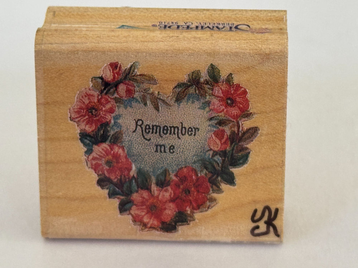 Rubber Stampede Rubber Stamp Remember Me Floral Heart Flowers Rose Cynthia Hart