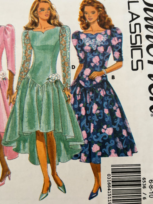 Butterick Sewing Pattern 6536 Misses Dress Tea Length Tulle Overskirt