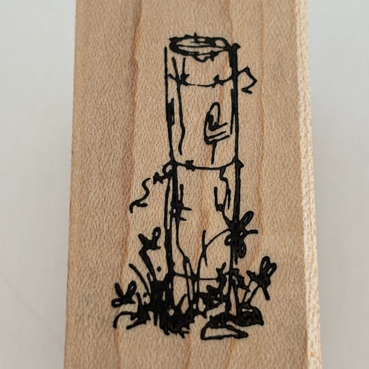 Judith Rubber Stamp Wooden Fence Post Tree Stump Flowers Background Scene Maker