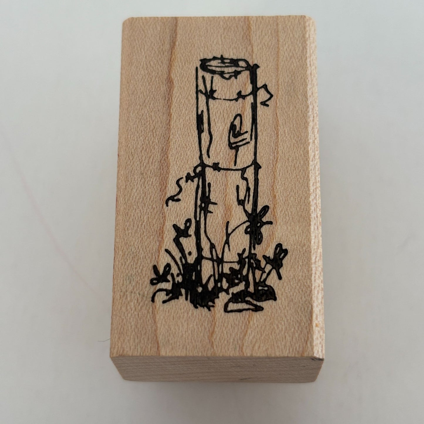 Judith Rubber Stamp Wooden Fence Post Tree Stump Flowers Background Scene Maker