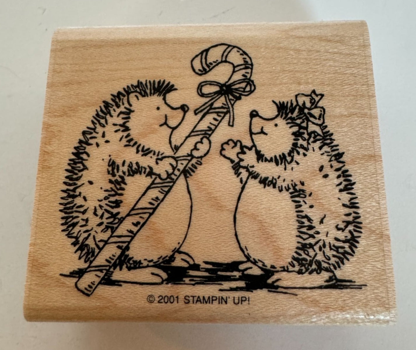 Stampin Up Rubber Stamp Hedgehog Christmas Candy Cane Holidays Card Making Craft