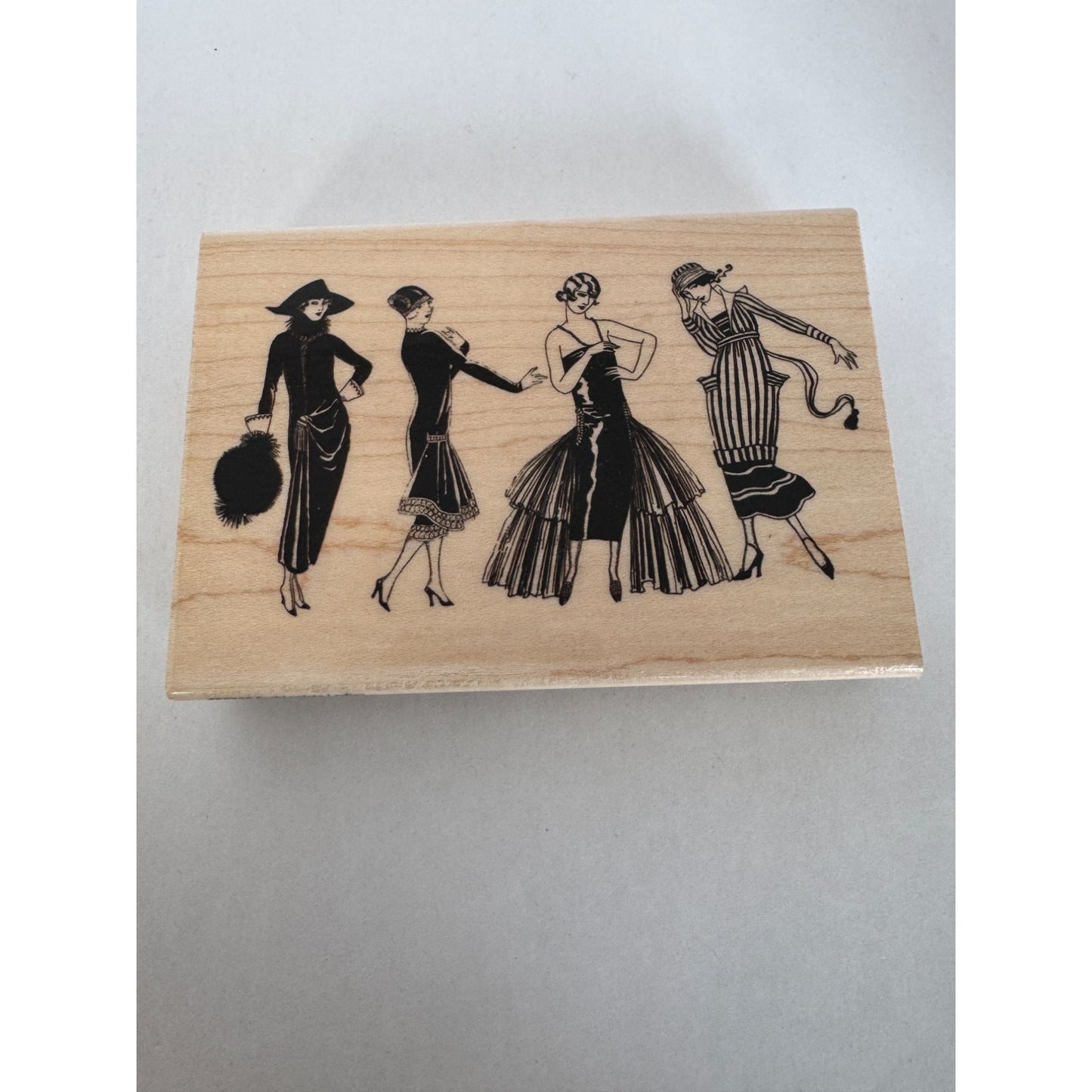 Hampton Art Rubber Stamp Fashionista Ladies 1920s Fashion Lady Flapper Dress Hat