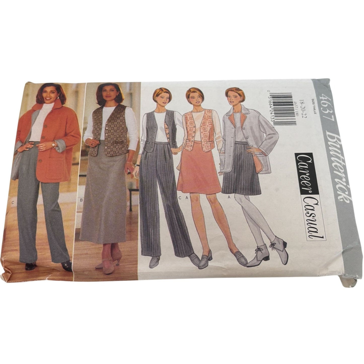 Butterick Sewing Pattern 4637 Career Casual Wardrobe Top Skirt Pants 18 20 22 UC