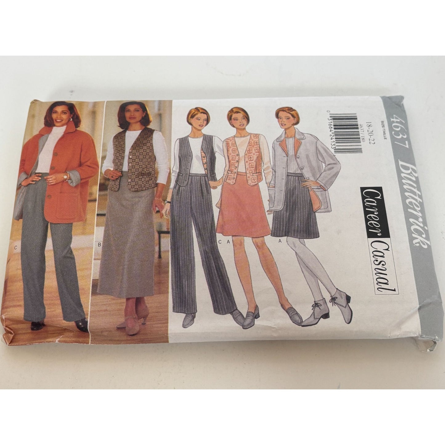 Butterick Sewing Pattern 4637 Career Casual Wardrobe Top Skirt Pants 18 20 22 UC