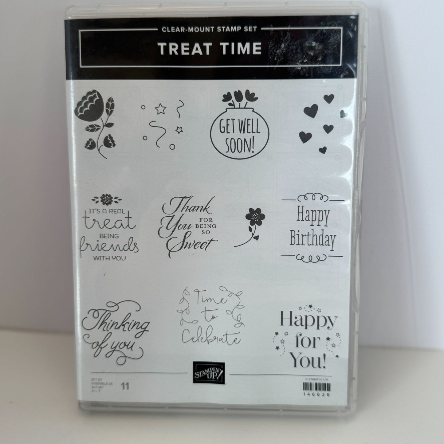 Stampin Up Clear Mount Stamp Set Treat Time Thinking of You Get Well Soon Words