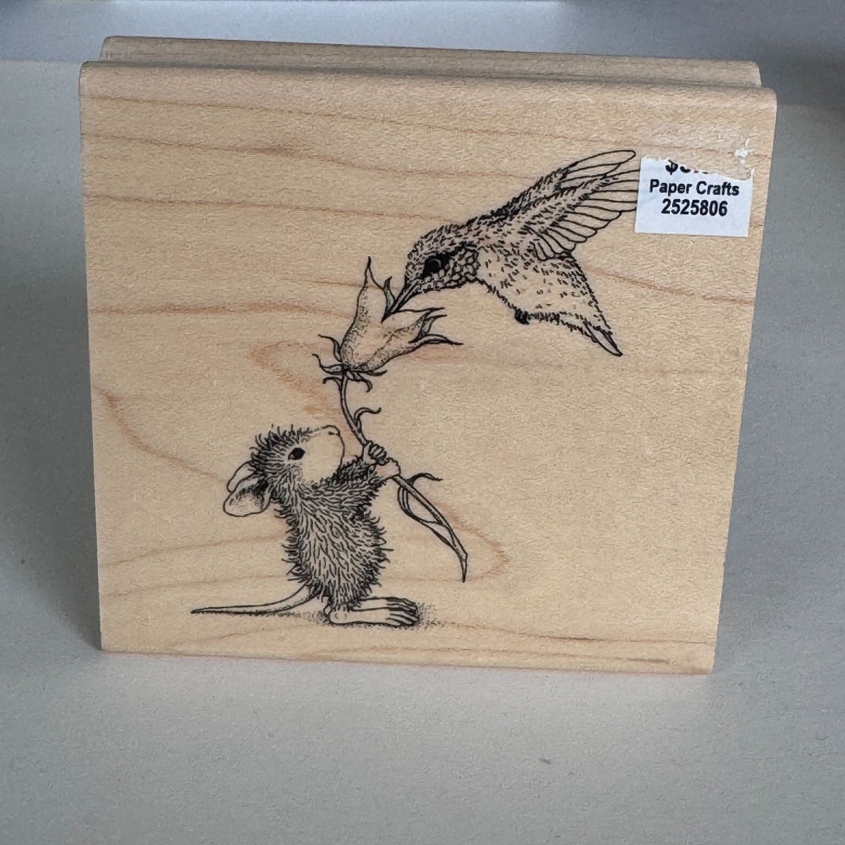 House Mouse Rubber Stamp Sweet Nectar Hummingbird Flower Spellbinders Cardmaking Craft Wood Mounted