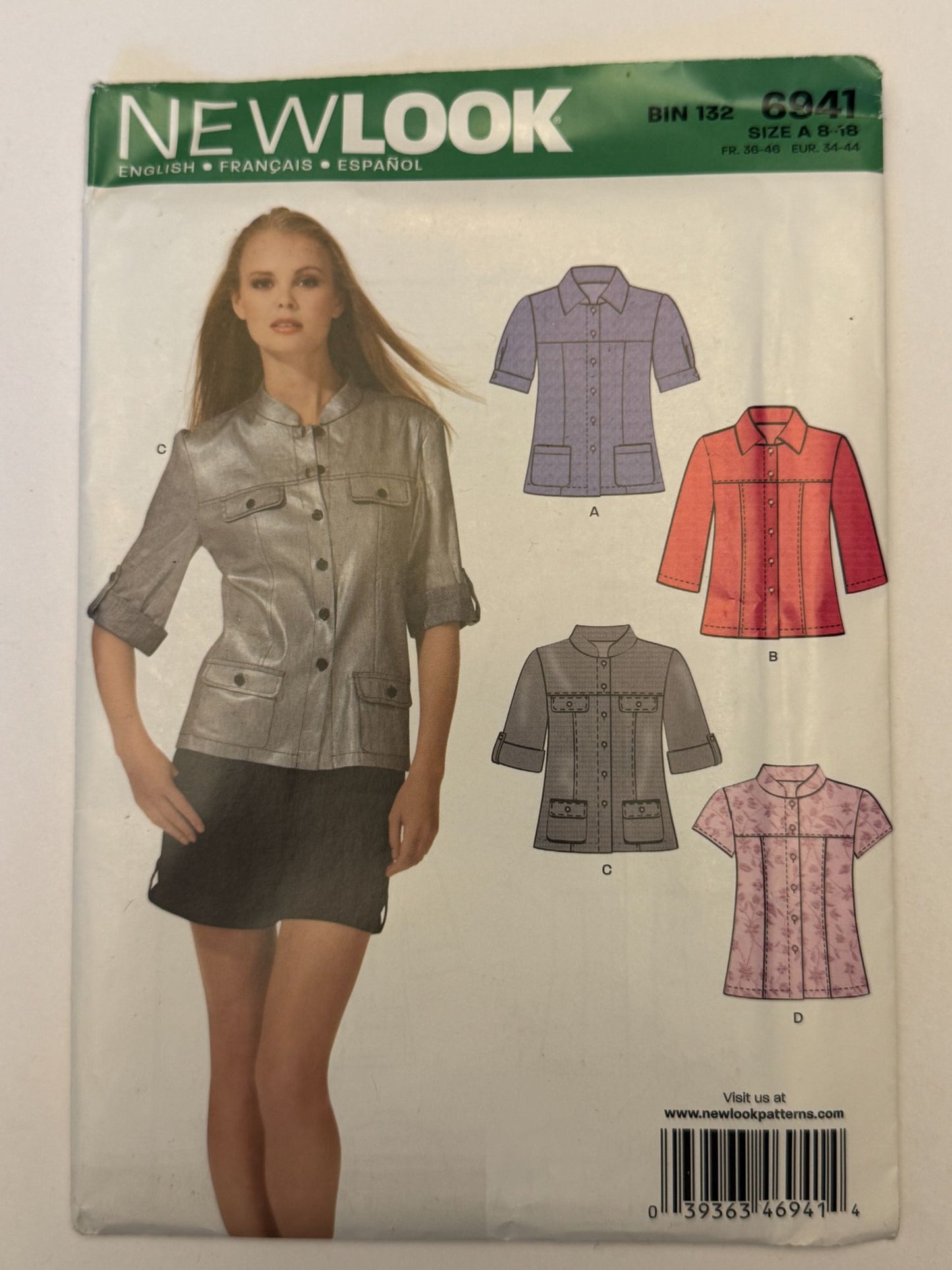 Simplicity New Look Sewing Pattern 6941 Structured Shirt Button Up Top Size 8-18