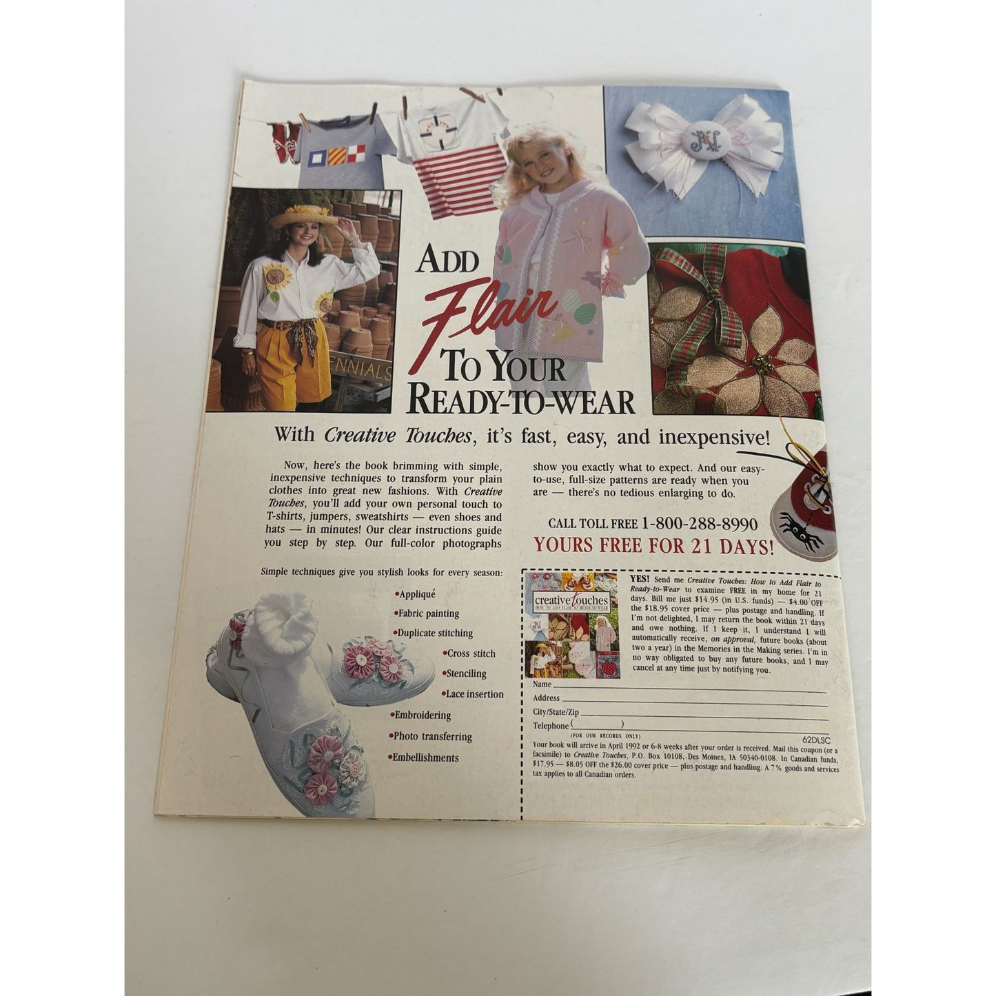Leisure Arts Magazine April 1992 Cross Stitch Crochet Knit Cat Jelly Beans Quilt