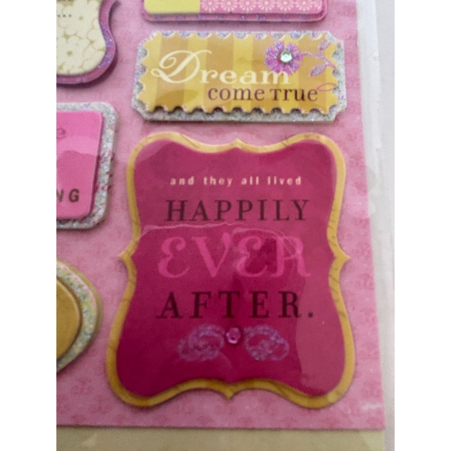 K and Company Grand Adhesions Dimensional Stickers Princess Tags Girly Girl 10pc
