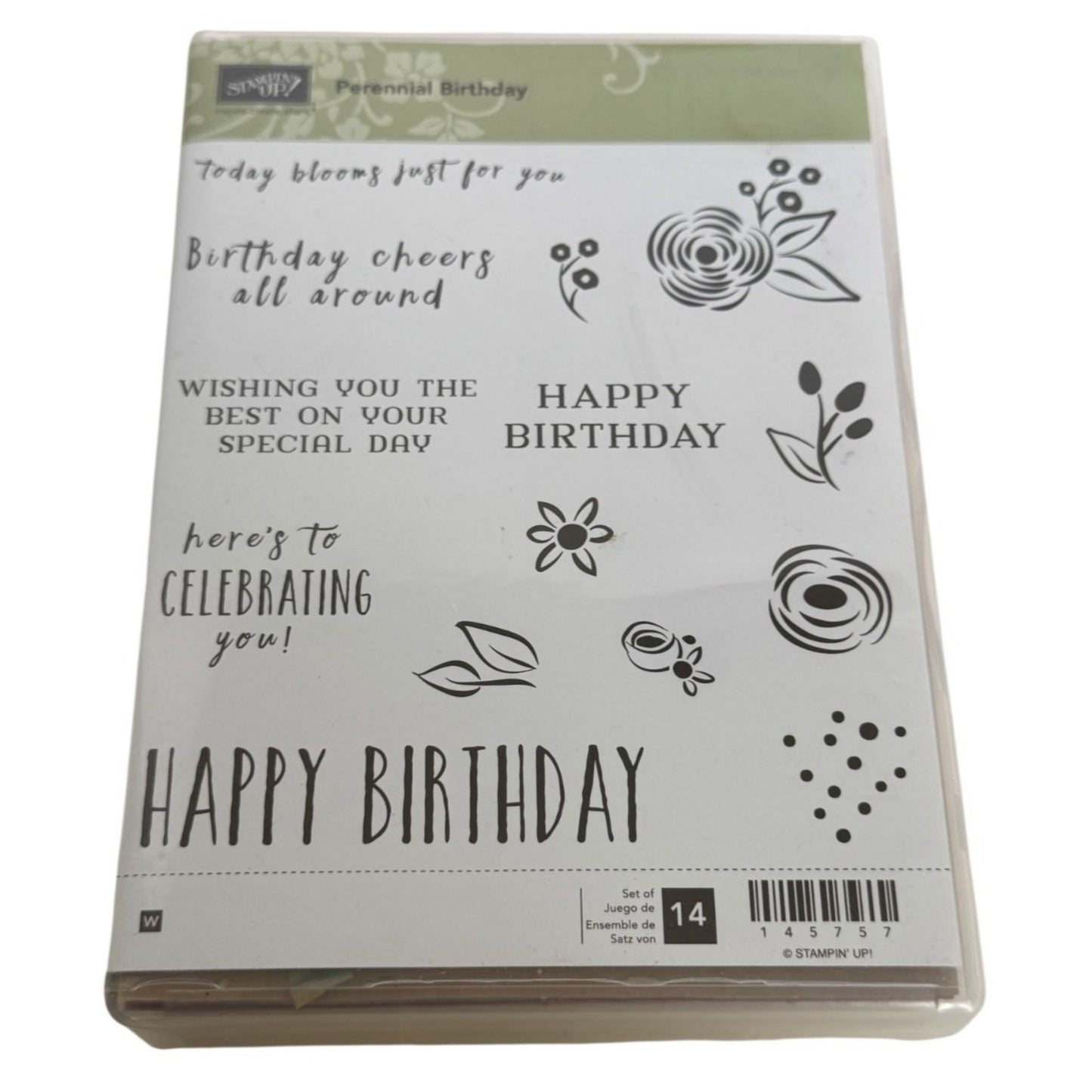 Stampin Up Wood Mounted Stamp Set Perennial Birthday Card Making Sentiments Word