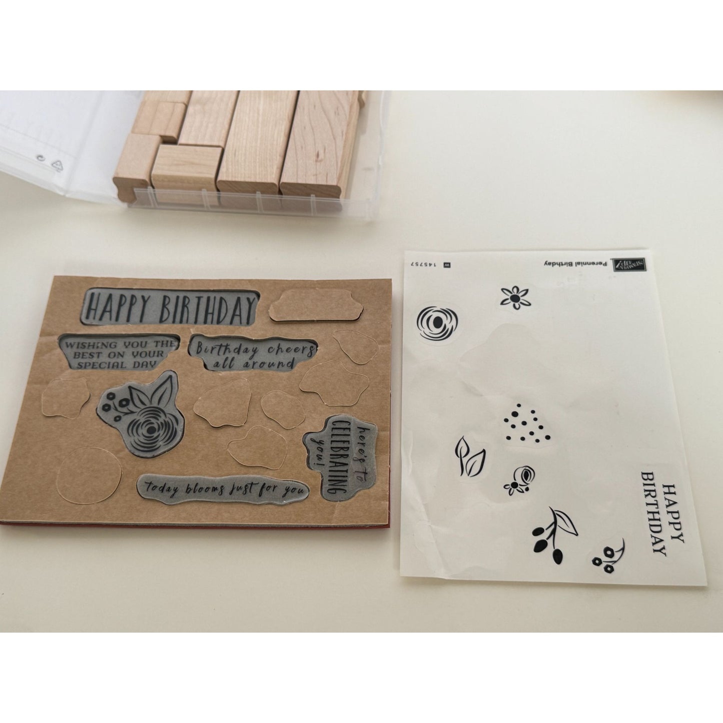 Stampin Up Wood Mounted Stamp Set Perennial Birthday Card Making Sentiments Word