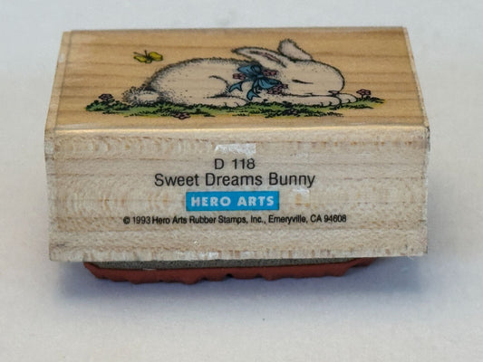 Hero Arts Rubber Stamp Sweet Dreams Bunny Rabbit Animal Spring Easter Nap Wooden