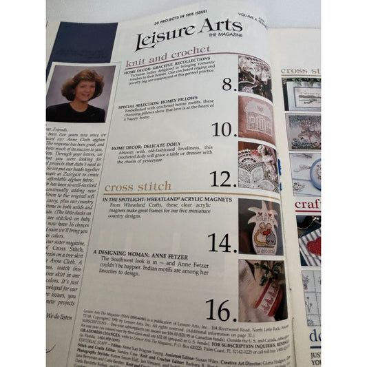 Leisure Arts Magazine June 1990 Cross Stitch Sweater Embroidery Crochet Doily