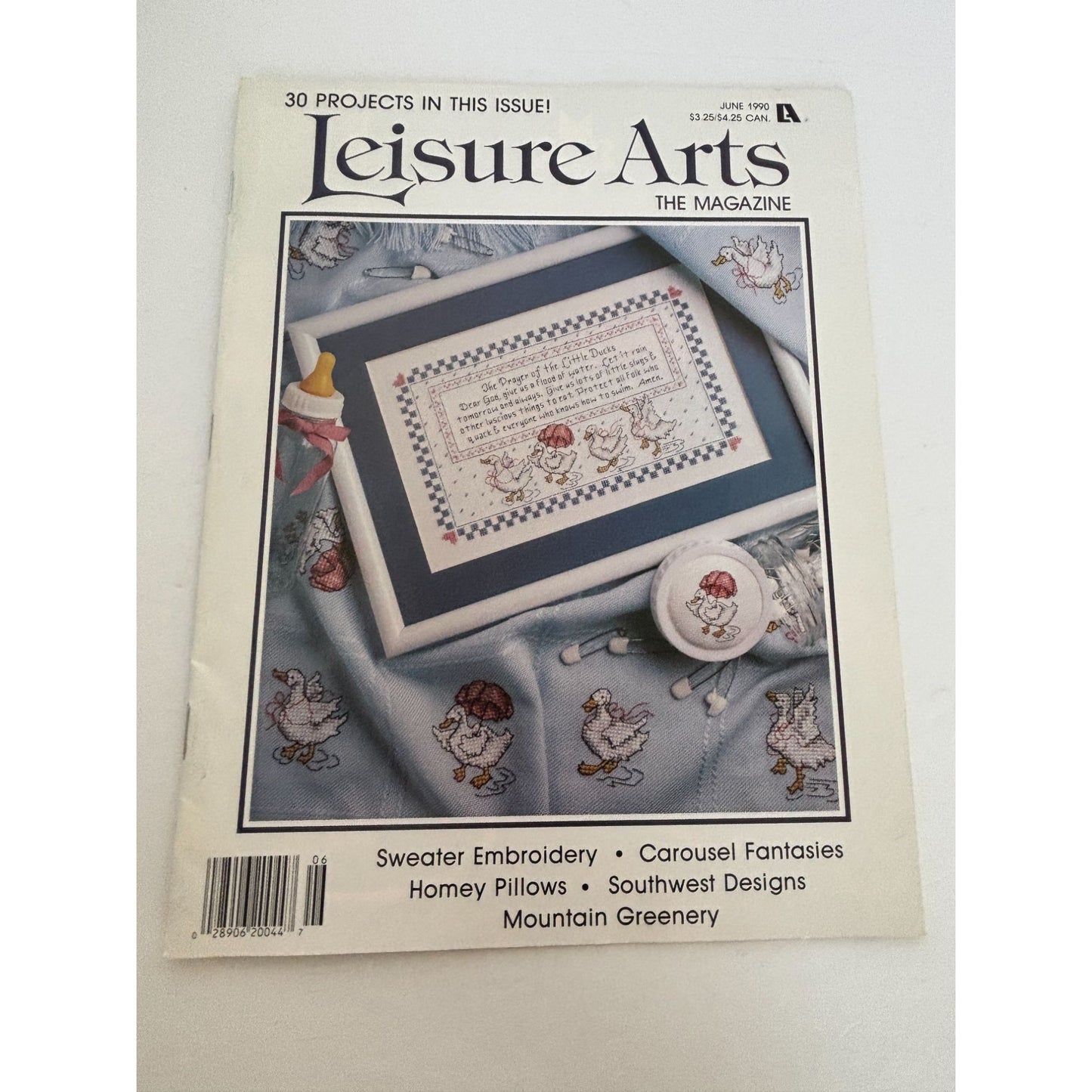 Leisure Arts Magazine June 1990 Cross Stitch Sweater Embroidery Crochet Doily