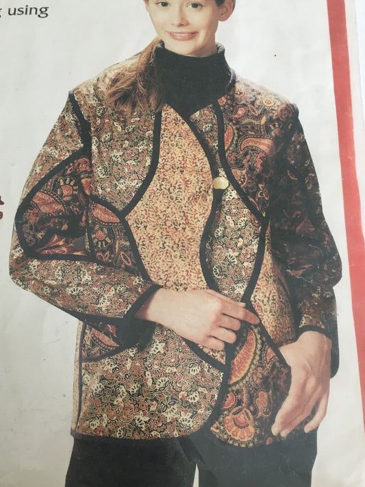 90s Boho Jacket Sewing Pattern Akasha Clothing Fine Line Jacket Patchwork Quilted Style S M L Vintage AB003