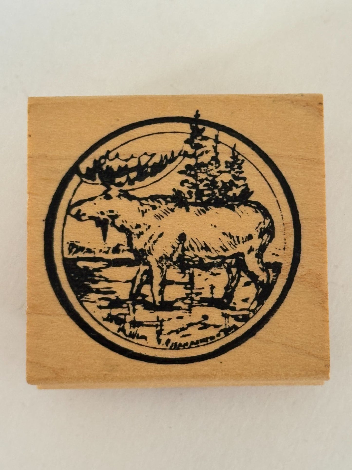Northwoods Rubber Stamp Moose Circle Forest Woods Nature Animal Outdoors Alaska