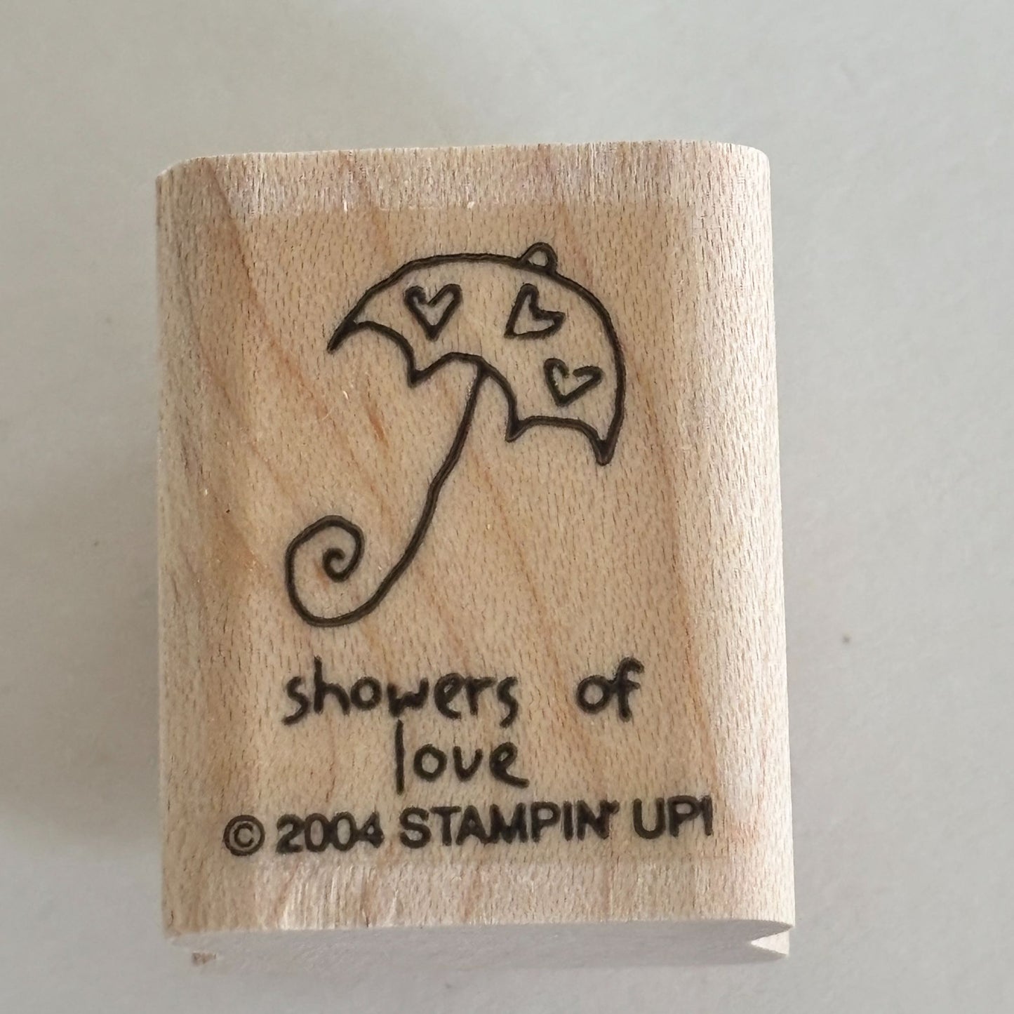 Stampin Up Rubber Stamp Showers of Love Umbrella Cardmaking Words Baby Shower Sentiment