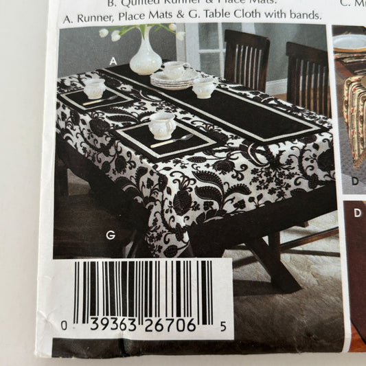 Simplicity Home Decorating Sewing Pattern 5530 Table Top Accessories Chair Pad