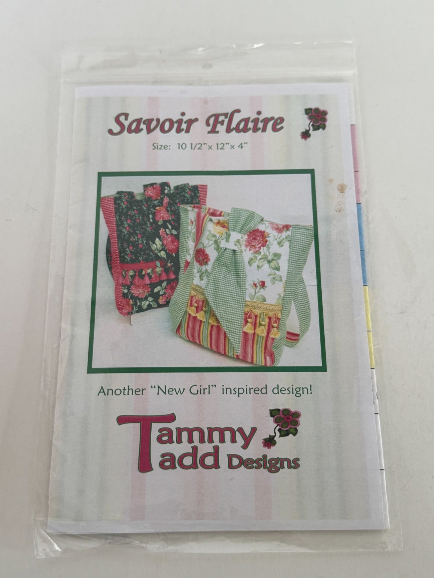 Tammy Tadd Designs Sewing Pattern Savoir Flaire Quilted Tote Bag Purse Florals