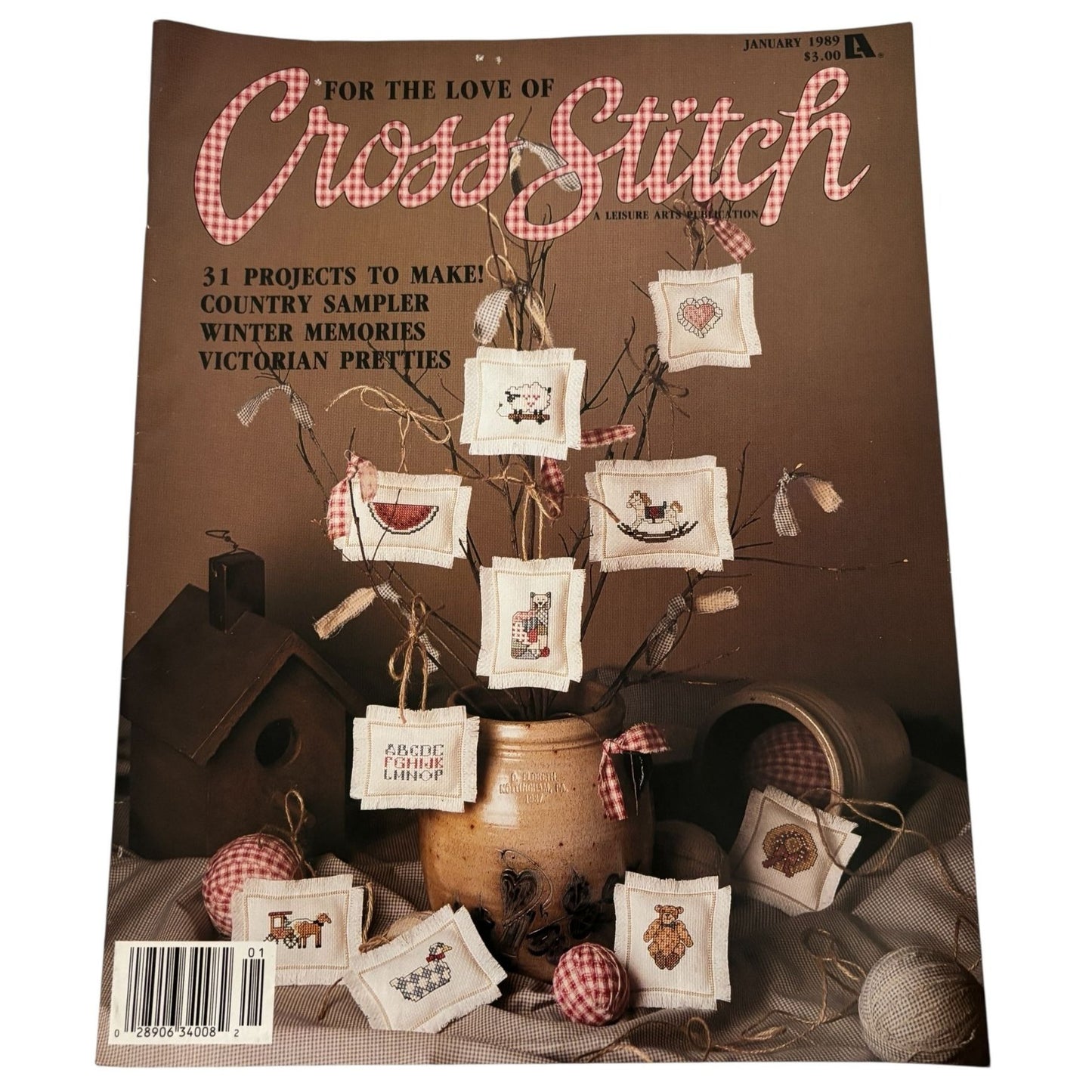 For The Love Of Cross Stitch Magazine January 1989 Country Sampler Patterns Cat