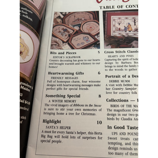 For The Love Of Cross Stitch Magazine January 1989 Country Sampler Patterns Cat