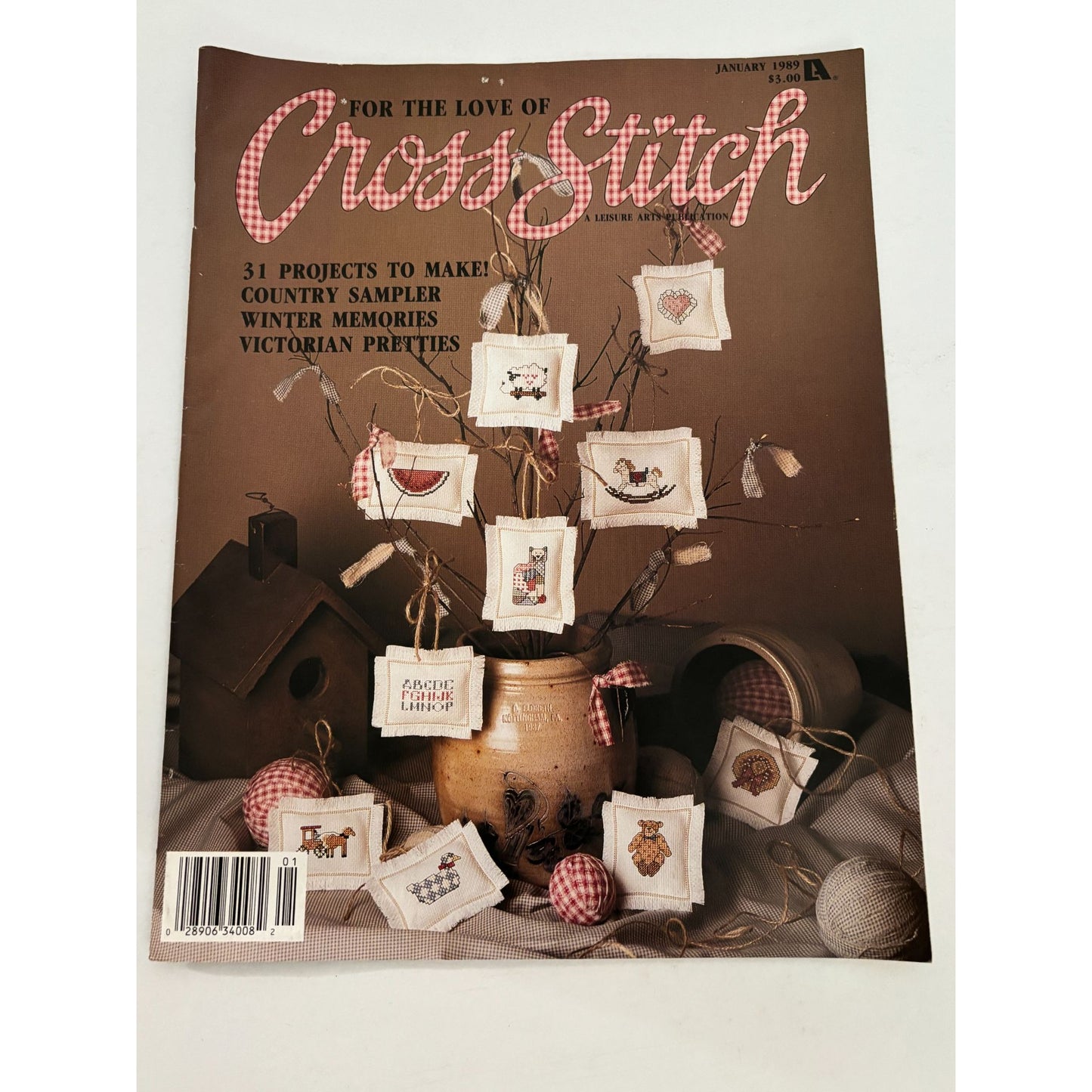 For The Love Of Cross Stitch Magazine January 1989 Country Sampler Patterns Cat