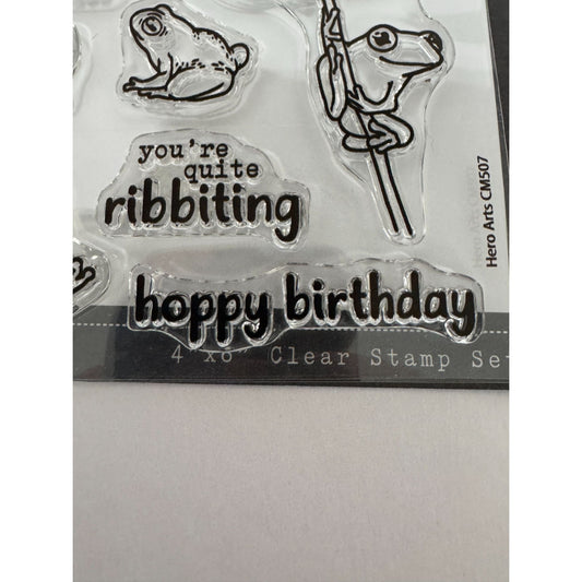 Hero Arts Clear Stamp Set Hoppy Day Frog Funny Pun Toadally Birthday Card Making