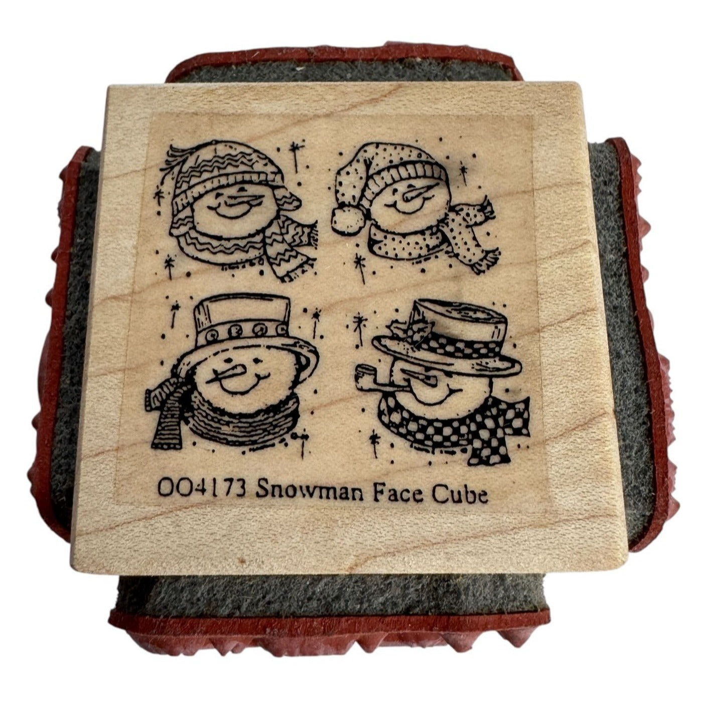 Snowman Face Cube Rubber Stamp Winter Holidays Christmas Card Making Scarf Smile