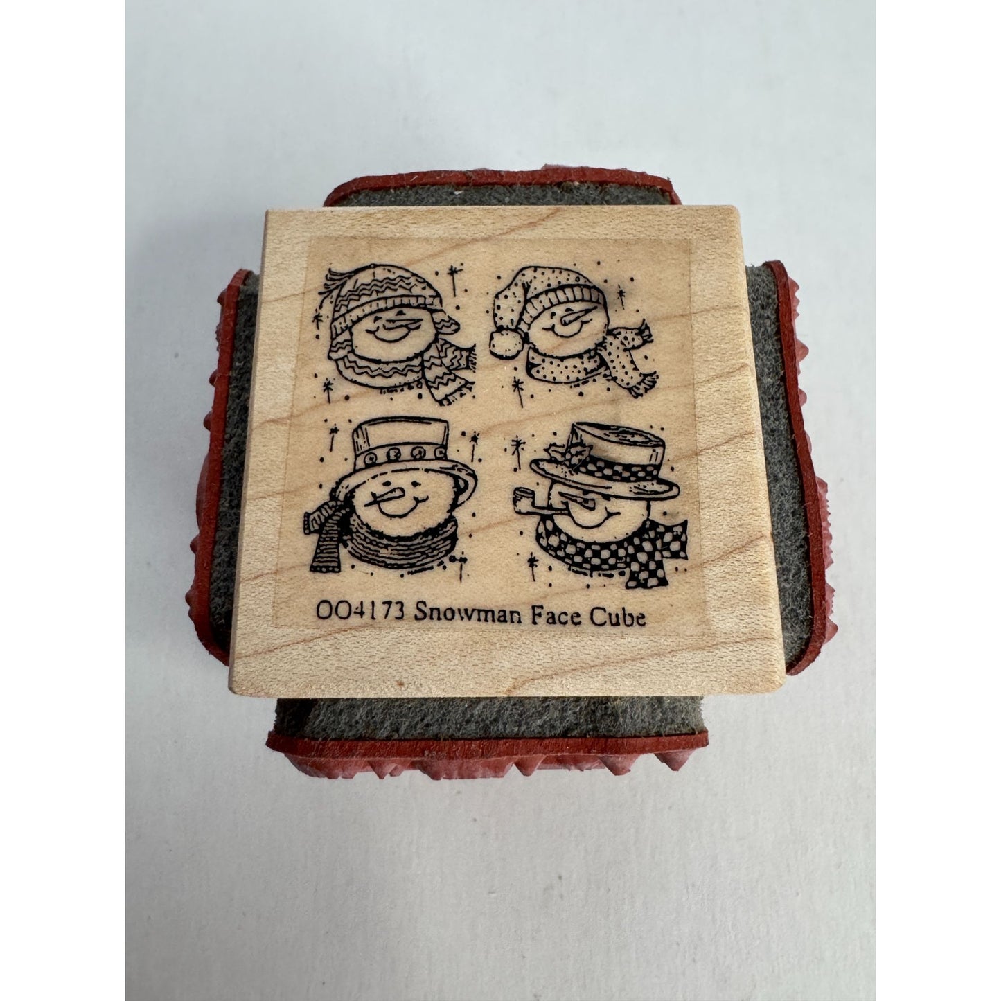 Snowman Face Cube Rubber Stamp Winter Holidays Christmas Card Making Scarf Smile