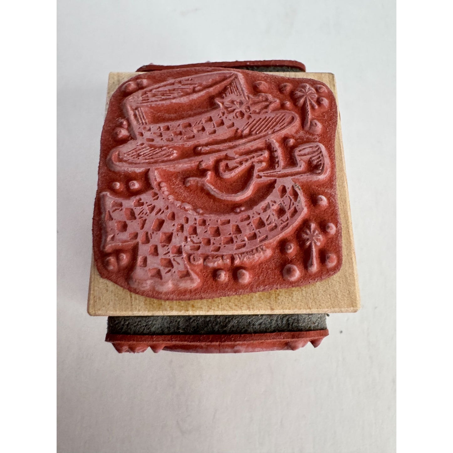 Snowman Face Cube Rubber Stamp Winter Holidays Christmas Card Making Scarf Smile