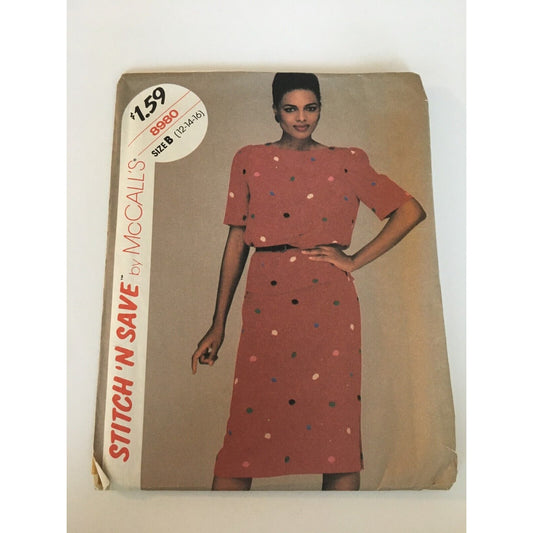 McCalls Sewing Pattern 8980 Straight Skirt and Shirt Top Boat Neckline 12-16 UC