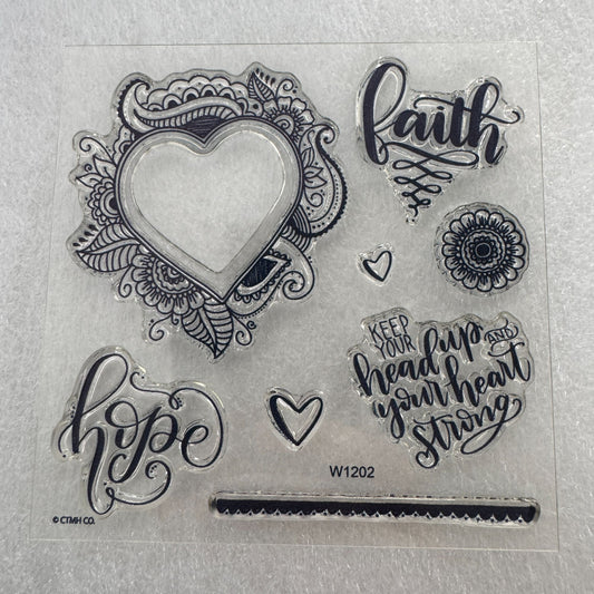 CTMH My Acrylix Acrylic Stamp Set Keep Your Head Up Faith Hope Christian W1202