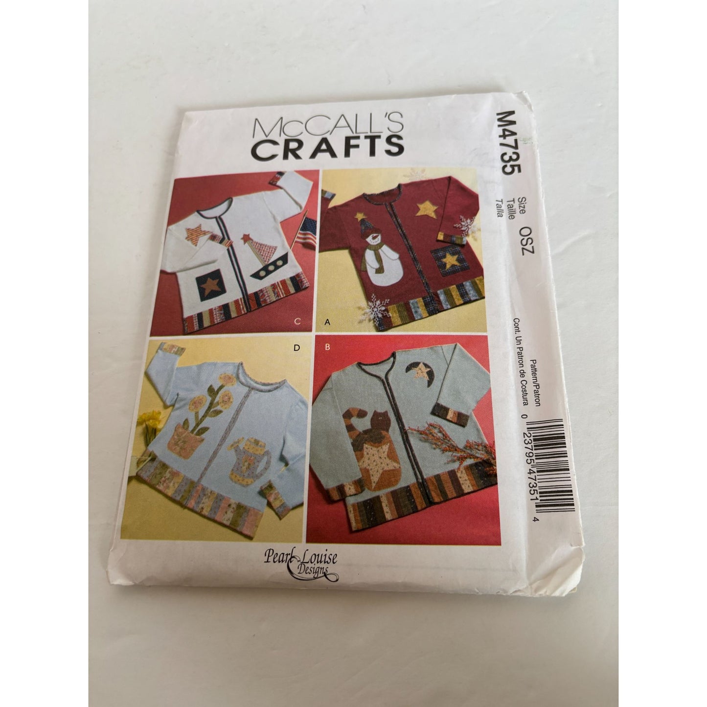 McCalls Craft Pattern M4735 for Seasonal Applique Sweaters Pearl Louise Designs