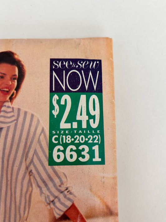 Butterick Sewing Pattern 6631 Jacket Pants Easy Casual Outfit Cruise UC 18 20 22