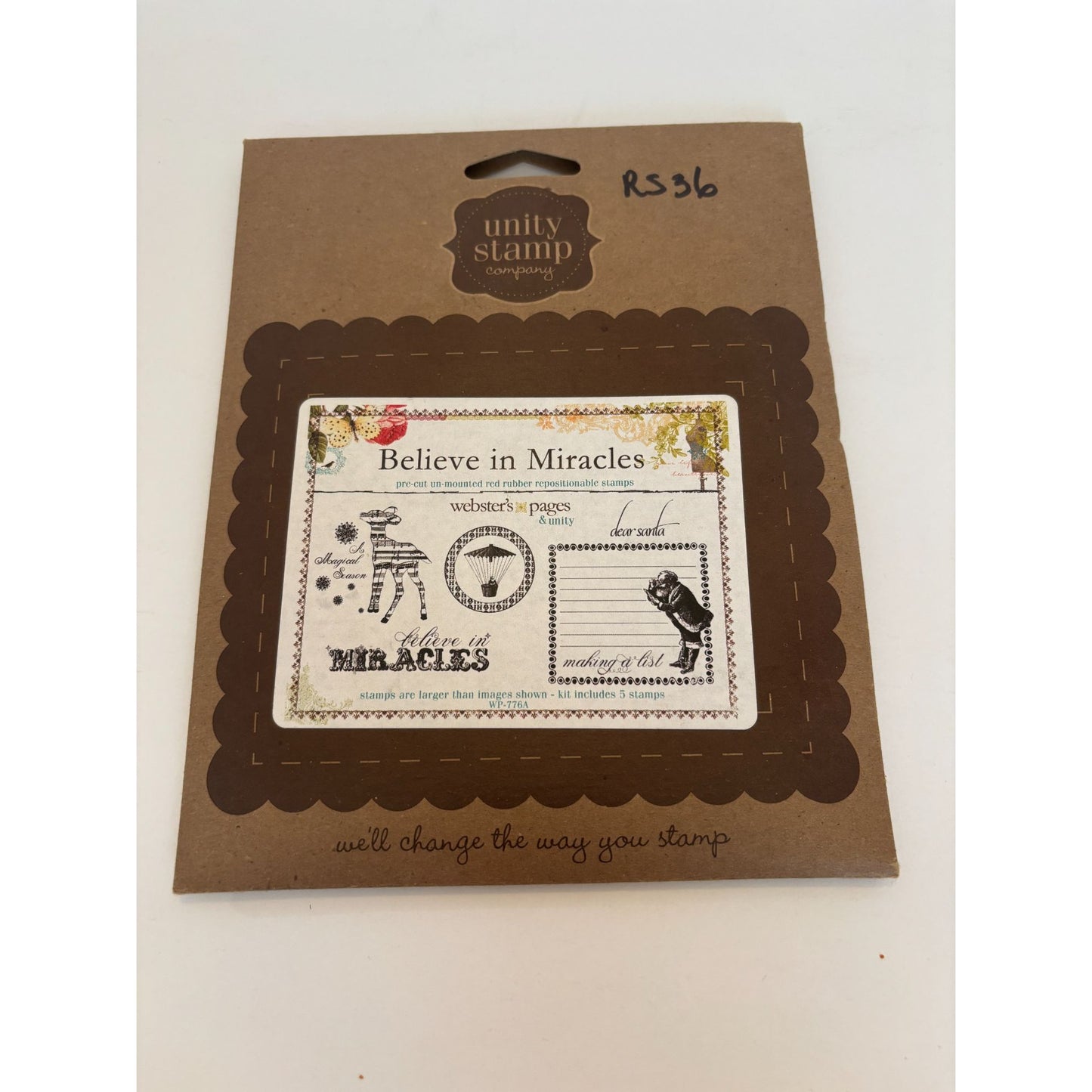 Unity Stamp Company Rubber Stamp Set Believe In Miracles Christmas Making a List