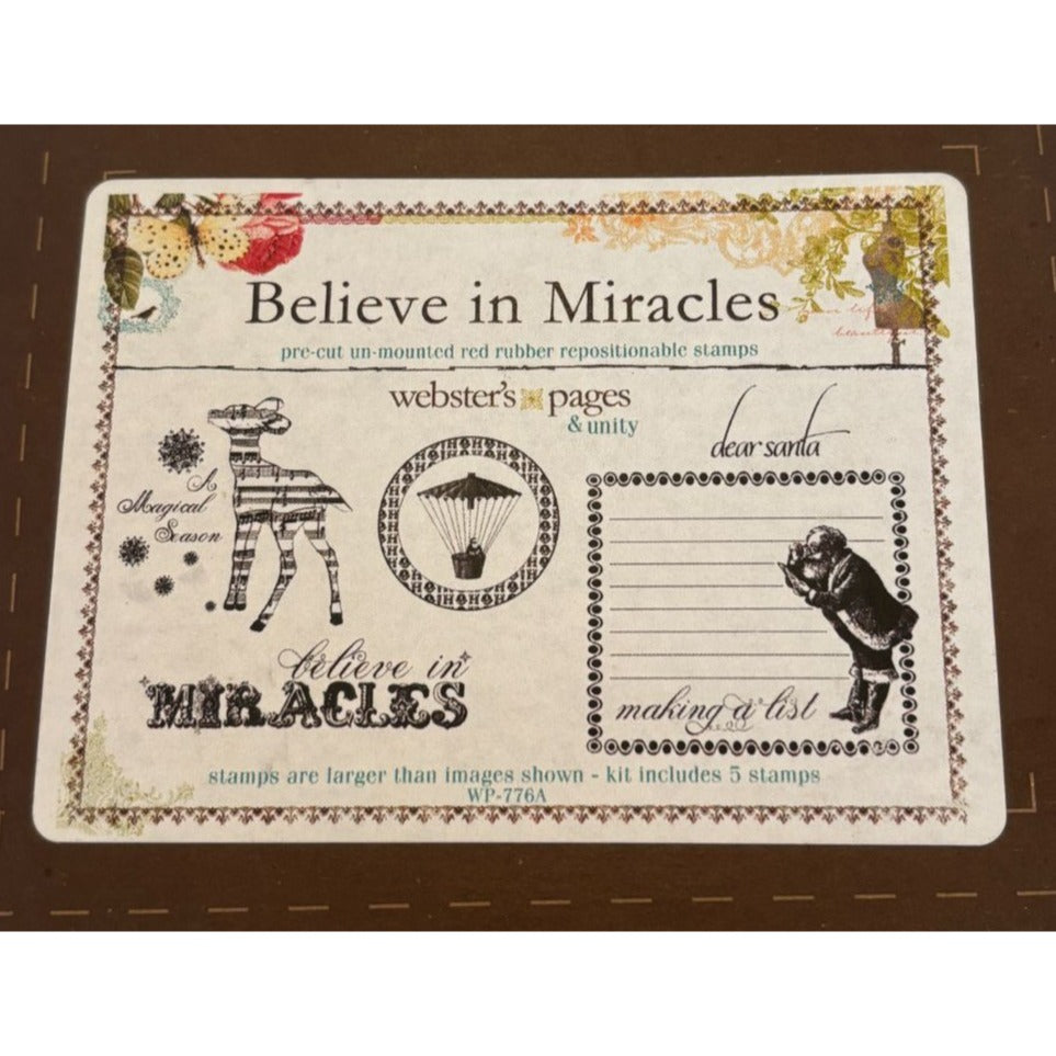 Unity Stamp Company Rubber Stamp Set Believe In Miracles Christmas Making a List