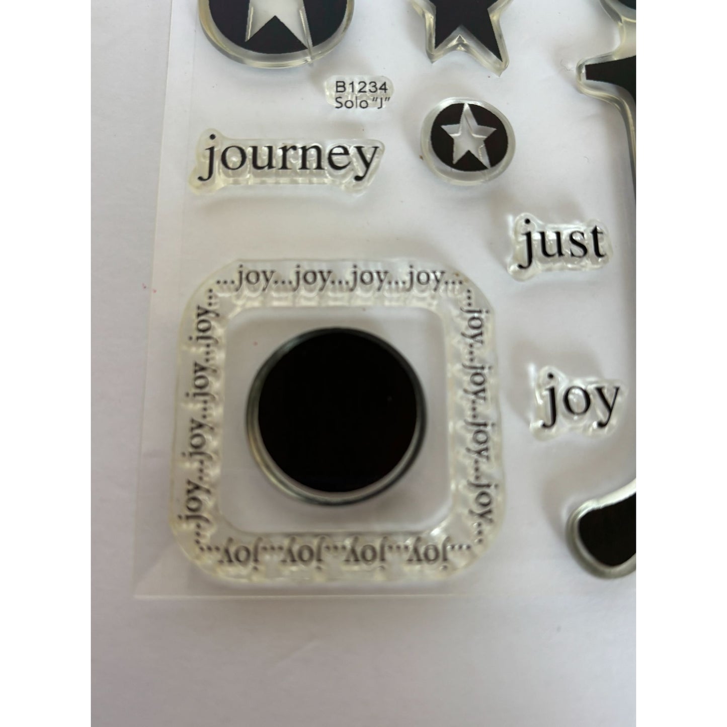CTMH Clear Stamp Set My Acrylix Solo J Letter Monogram Journal Joking Joy Star