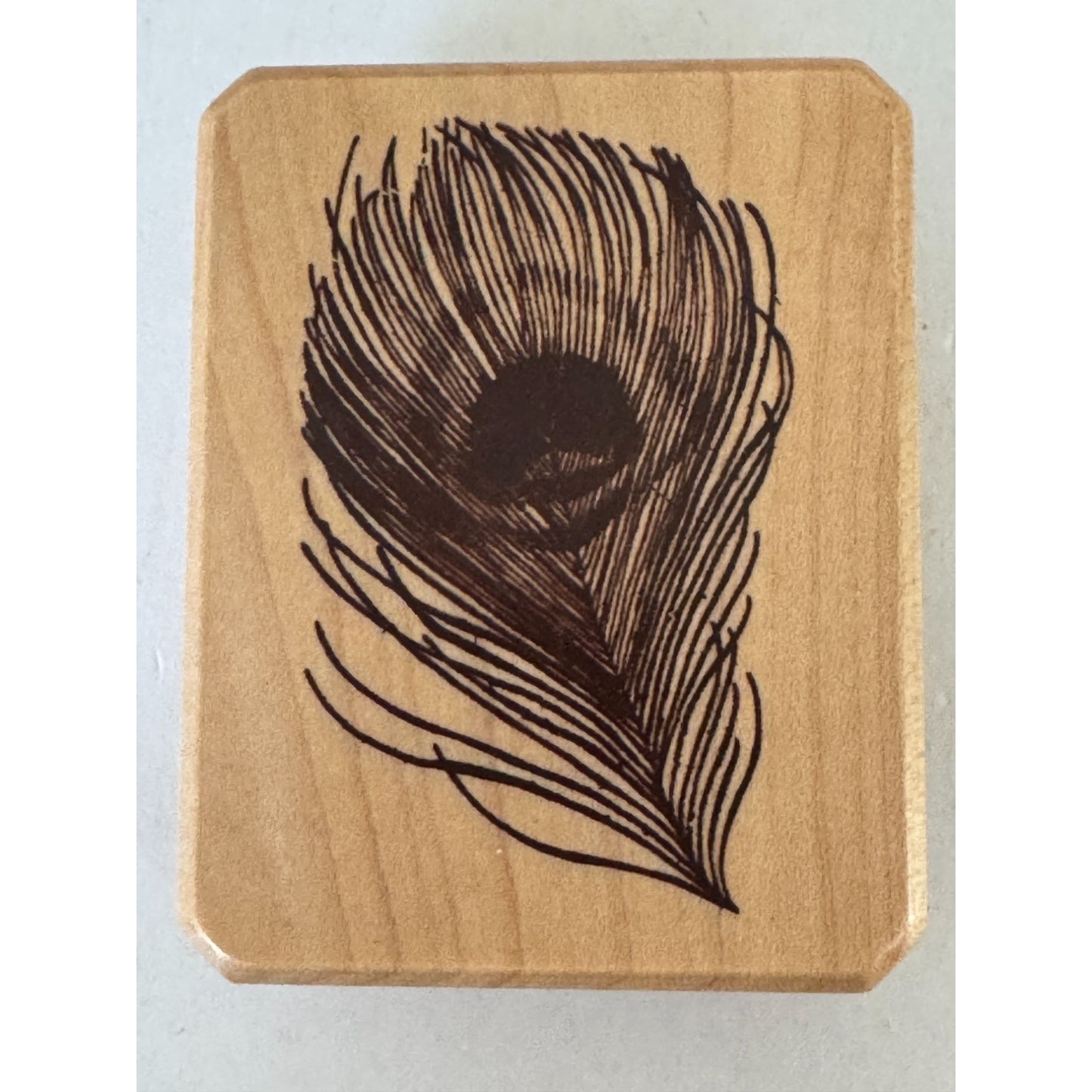 Inkadinkado Rubber Stamp Peacock Feather Wildlife Wonder Cardmaking Craft Wooden