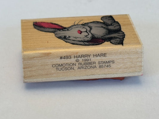 Comotion Rubber Stamp Harry Hare Easter Rabbit Animal Pet Listening Ear Attitude
