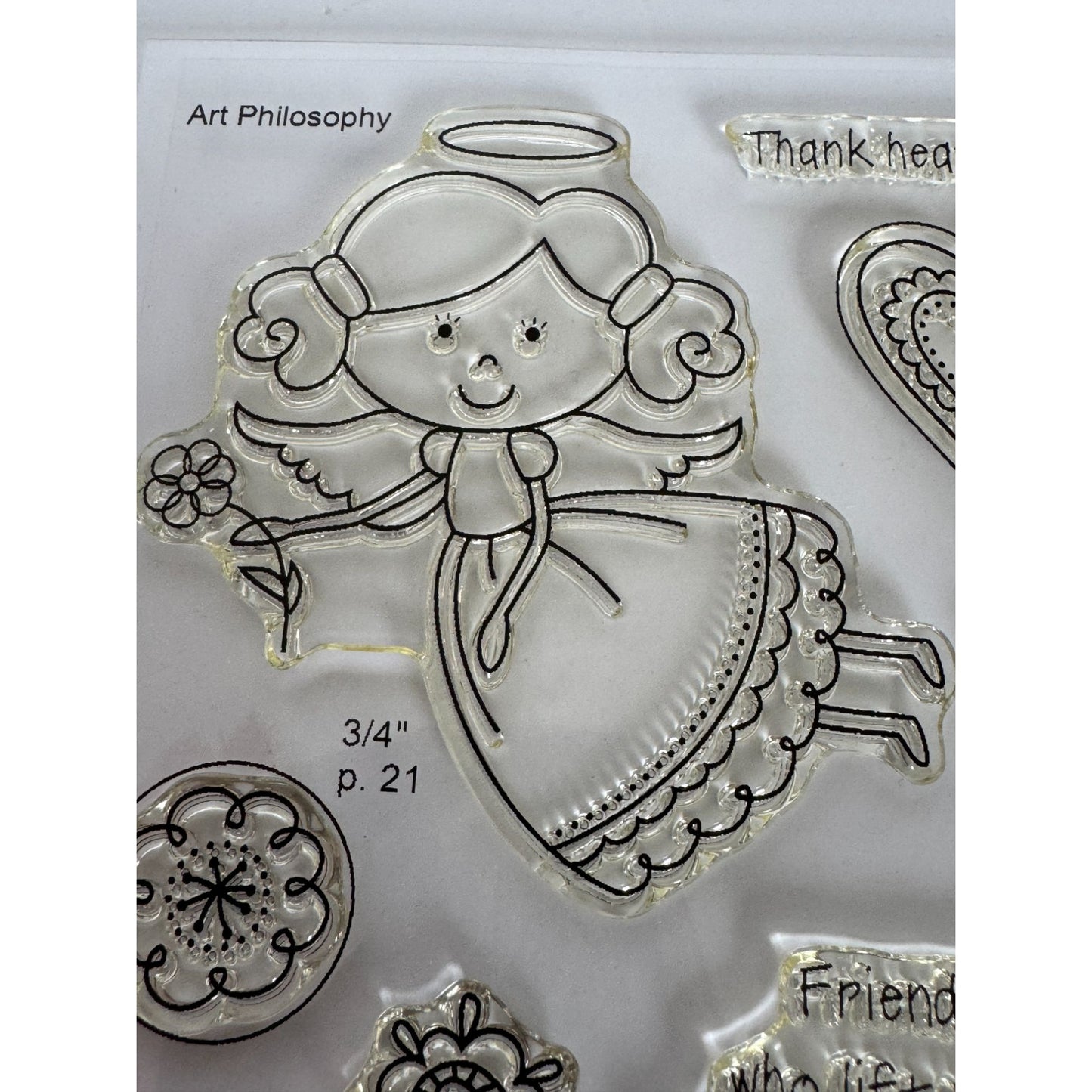 CTMH My Acrylix Acrylic Stamp Set Angel Friends Friendship Thank Heaven Words