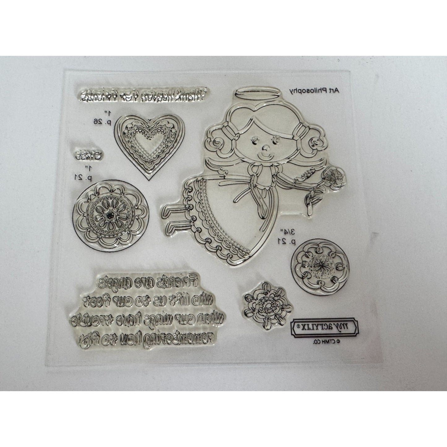 CTMH My Acrylix Acrylic Stamp Set Angel Friends Friendship Thank Heaven Words