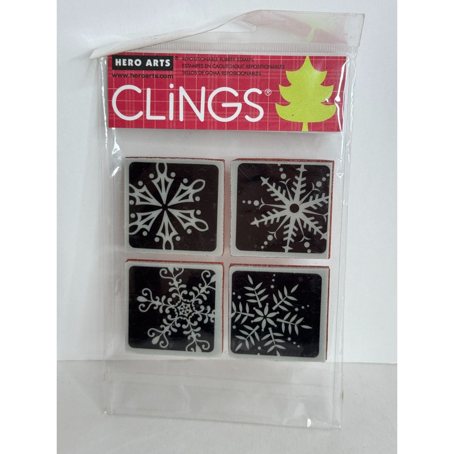 Hero Arts Clings Rubber Stamp Set Four Framed Snowflakes Christmas Card Making