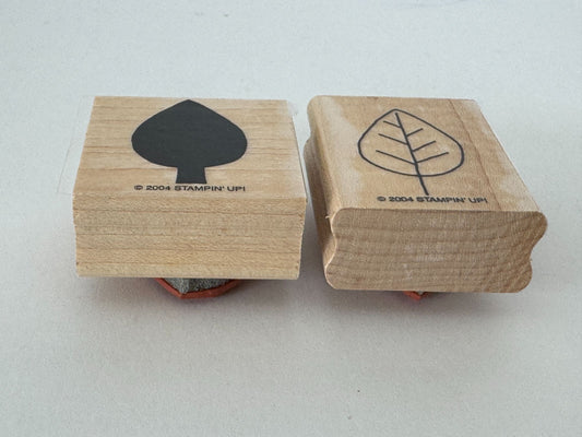 Stampin Up Rubber Stamps Elm Leaves Fall Leaf Two Step Shapes Shadows Card Craft