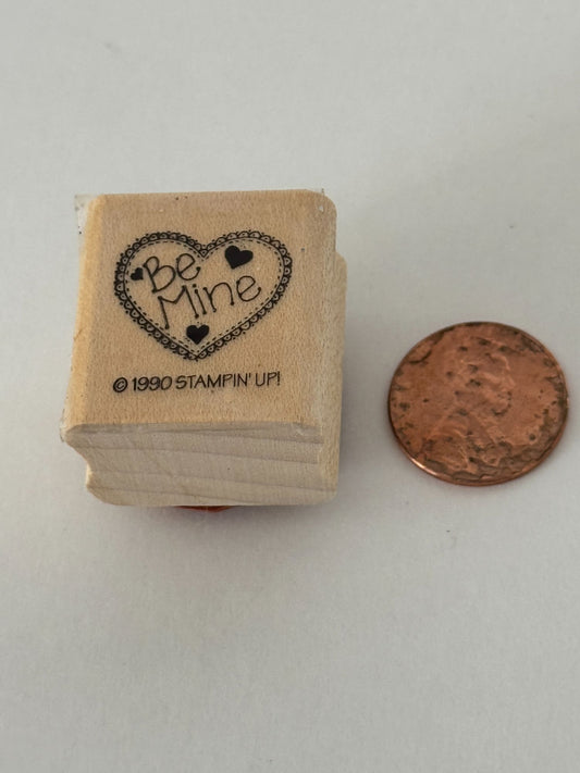 Stampin Up Rubber Stamp Be Mine Heart Valentines Day Card Making Sentiment Words