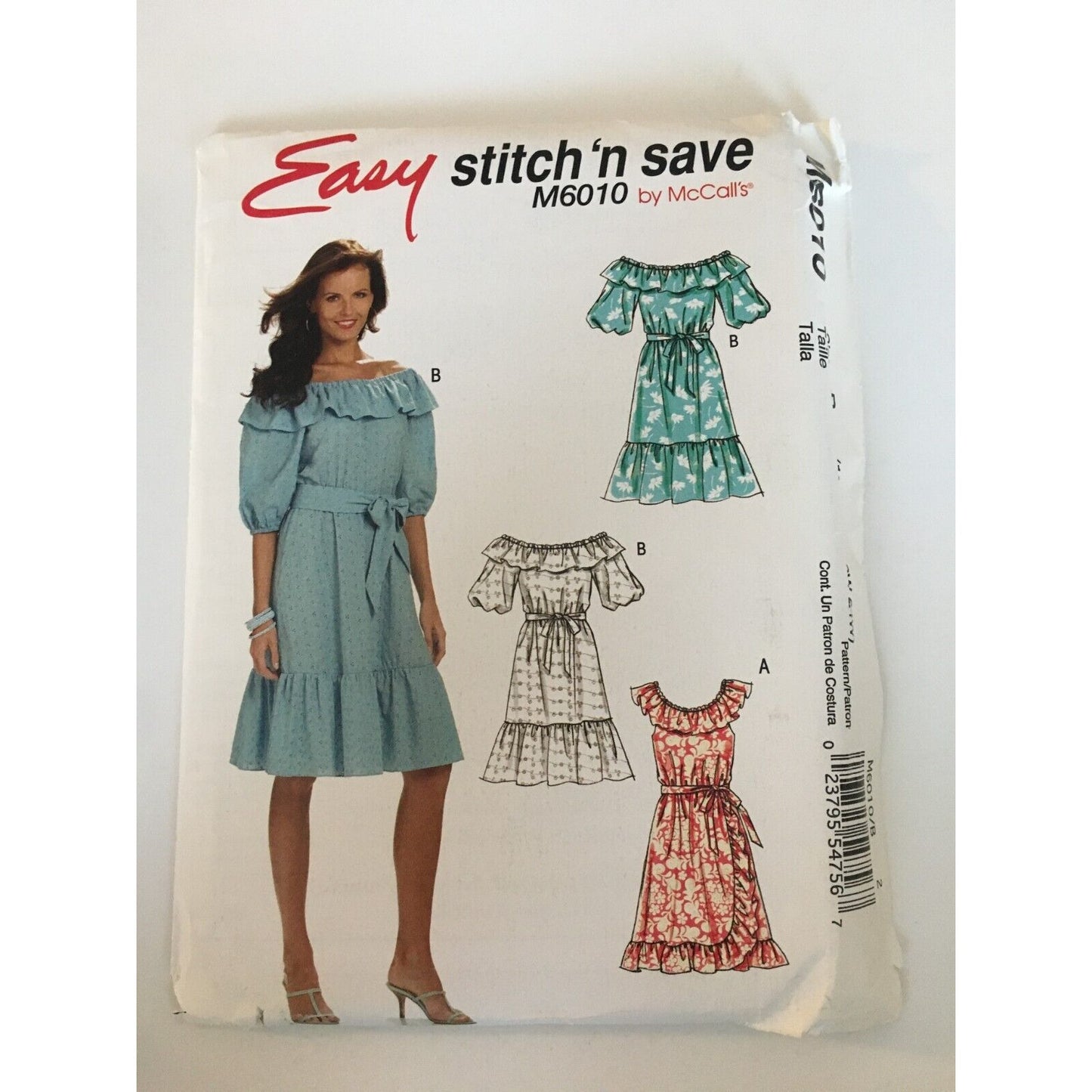 McCalls Sewing Pattern M6010 Dress Sash Mock Wrap Plus Size 18W-24W Uncut
