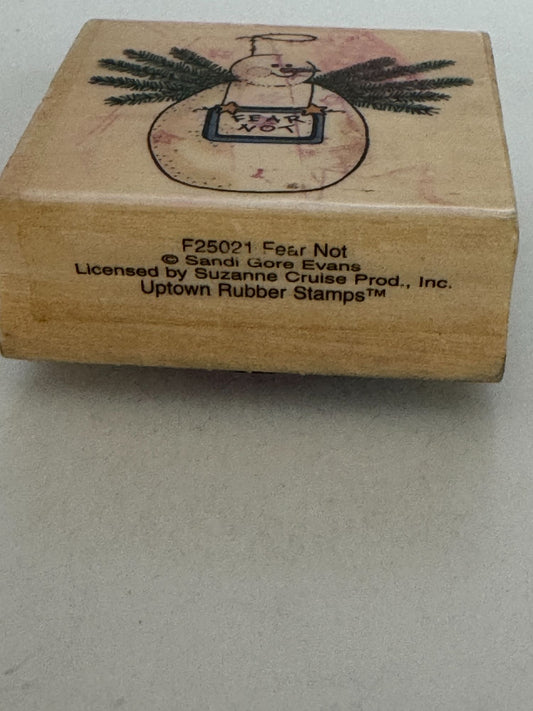 Uptown Rubber Stamp Fear Not Snowman Christmas Card Making Craft Wood Mounted