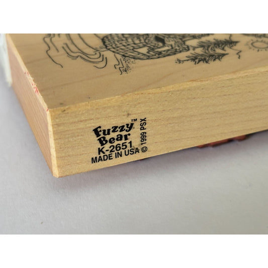 PSX Rubber Stamp Fuzzy Bear Fishing Teddy Fisherman Fathers Day Cardmaking Craft